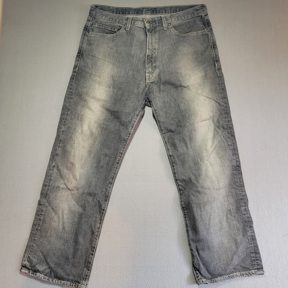 Polo Jeans Co Ralph Lauren Mens 38x30 Relaxed Fit Gray Black Faded Denim Jeans